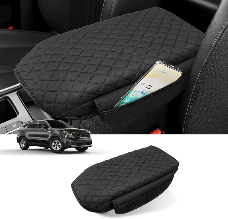 Rilsen Custom for Center Console Cover Kia Sorento 2026 2025 2024 2023 2022 2021 Armrest Cover Accessories PU Leather Armrest Seat Box Cover Protector with Pockets Storage Bag - Image 1